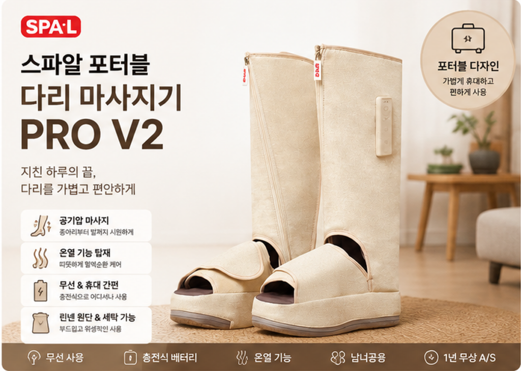 스파알 포터블 다리 마사지기 PRO V2 무선 온열 공기압 종아리 마사지기 SPBM02 제품 이미지
