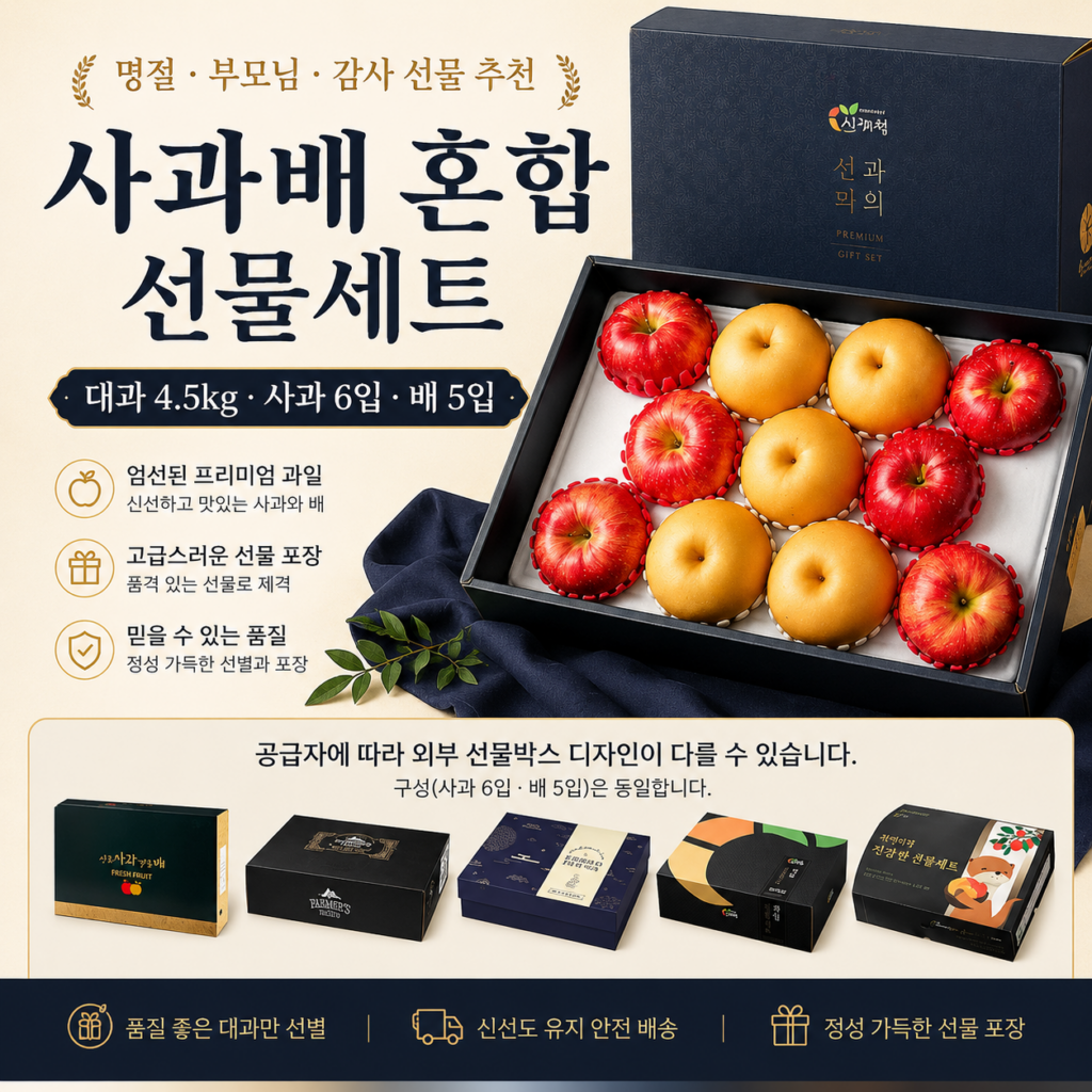 사과배 혼합 선물세트 대과 4.5kg 사과 6입 배 5입 추석 명절 부모님 과일선물 추천 제품 이미지