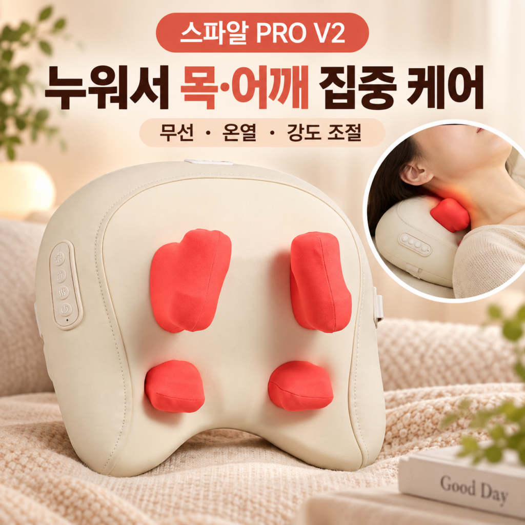 스파알 포터블 목 베개 마사지기 PRO V2 무선 온열 목어깨 안마기 R-R-Hlb-SPPM02 제품 이미지